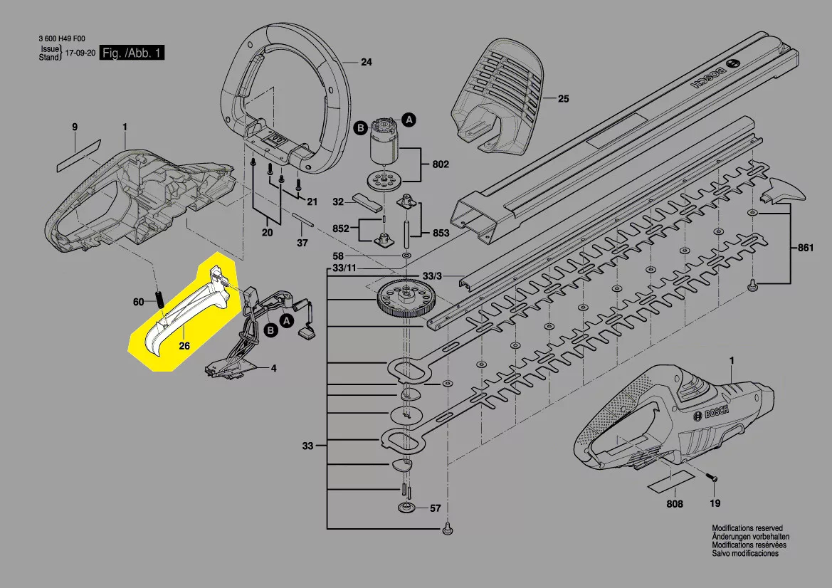 Gachette réf. 2 609 006 153 pour taille-haie Bosch